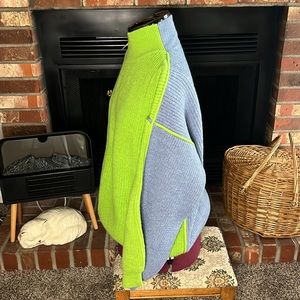 NWT retro oversized color block sweater neon bright pastel dual tone cowl neck